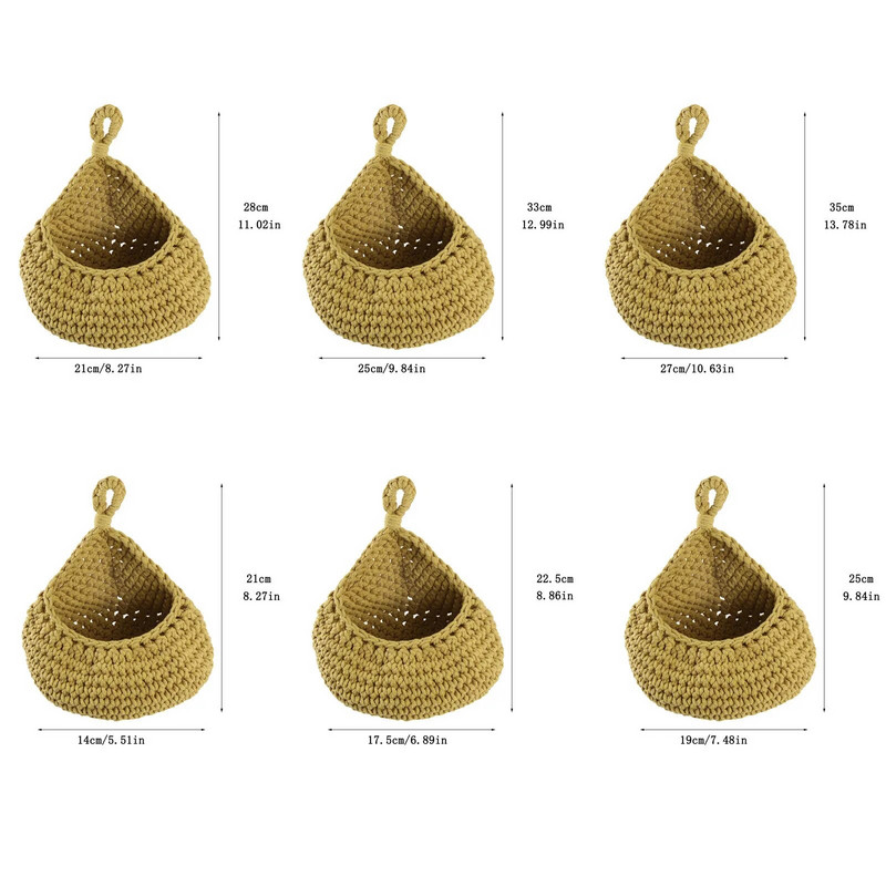 Zidna viseća košara za voće za kuhinjske košare za pohranu Ručno tkane torbe Češnjak Krumpir Povrće Viseća košara za pohranu Kućni dekor