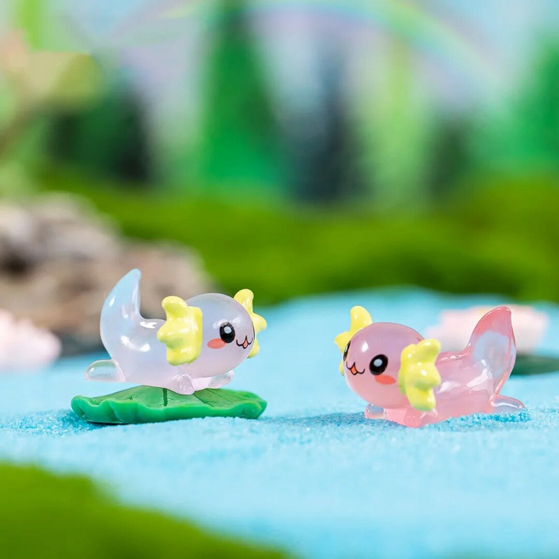 8-15 KOM. Svjetleće minijature Axolotla Ambystoma Mexicanum Sjaj noću Mahovina Mikropejzažna dekoracija Slatke životinje Akvarij DIY