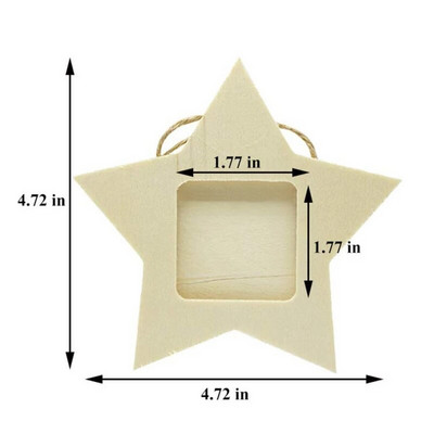 10 DB karácsonyi barkácsolás fából készült fotókeret függő papír képtartó fali dekoráció ötágú csillag party fotófülke kellékei