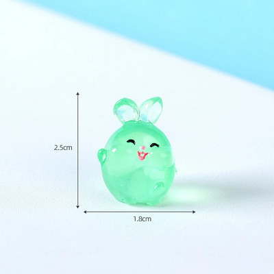 6 TK Helendavad Rabbits Resin Fairy Garden Aksessuaarid Öösel helendavad Miniatuurid Küüliku Lauakaunistus Kawaii Kodukaunistus DIY