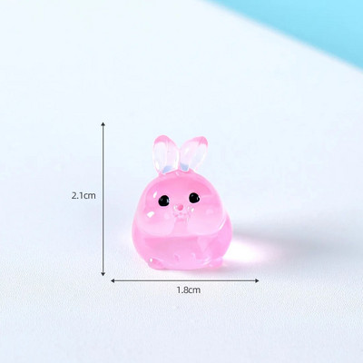 6 TK Helendavad Rabbits Resin Fairy Garden Aksessuaarid Öösel helendavad Miniatuurid Küüliku Lauakaunistus Kawaii Kodukaunistus DIY