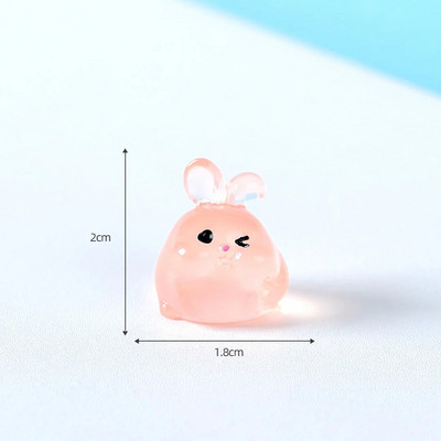 6 TK Helendavad Rabbits Resin Fairy Garden Aksessuaarid Öösel helendavad Miniatuurid Küüliku Lauakaunistus Kawaii Kodukaunistus DIY