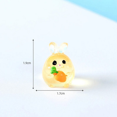 6 TK Helendavad Rabbits Resin Fairy Garden Aksessuaarid Öösel helendavad Miniatuurid Küüliku Lauakaunistus Kawaii Kodukaunistus DIY