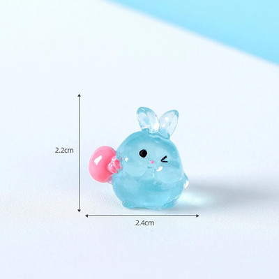 6 TK Helendavad Rabbits Resin Fairy Garden Aksessuaarid Öösel helendavad Miniatuurid Küüliku Lauakaunistus Kawaii Kodukaunistus DIY