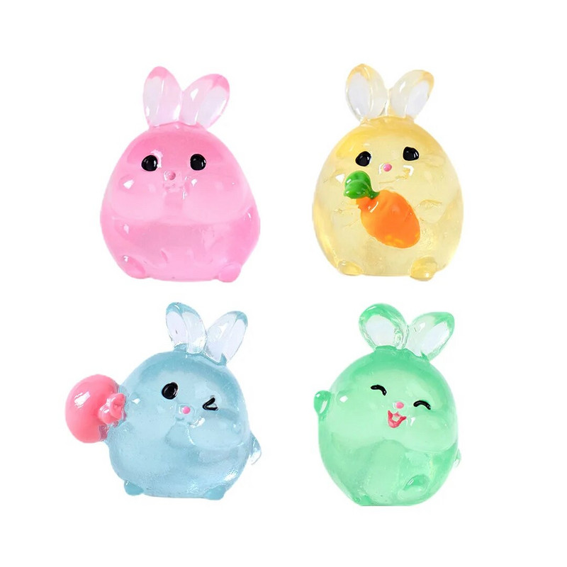6 TK Helendavad Rabbits Resin Fairy Garden Aksessuaarid Öösel helendavad Miniatuurid Küüliku Lauakaunistus Kawaii Kodukaunistus DIY