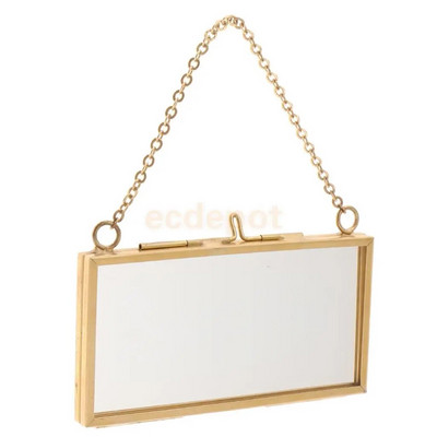 MagiDeal tööstuslikus stiilis kahepoolsest klaasist rippuv fotoraam seinaraam Lilletaime näidise portreeekraani raami hoidik