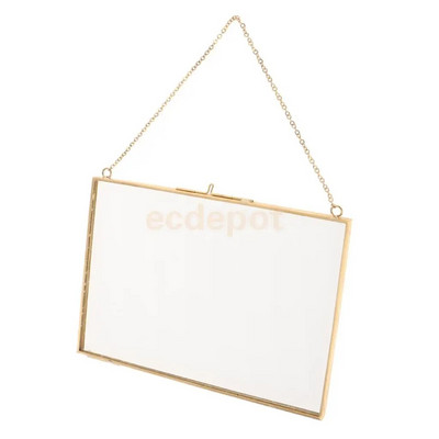 MagiDeal tööstuslikus stiilis kahepoolsest klaasist rippuv fotoraam seinaraam Lilletaime näidise portreeekraani raami hoidik