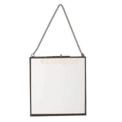 MagiDeal tööstuslikus stiilis kahepoolsest klaasist rippuv fotoraam seinaraam Lilletaime näidise portreeekraani raami hoidik