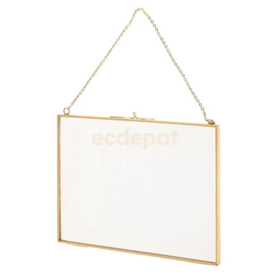 MagiDeal tööstuslikus stiilis kahepoolsest klaasist rippuv fotoraam seinaraam Lilletaime näidise portreeekraani raami hoidik