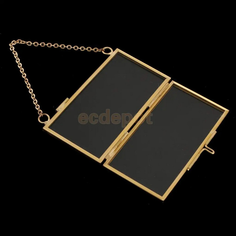 MagiDeal tööstuslikus stiilis kahepoolsest klaasist rippuv fotoraam seinaraam Lilletaime näidise portreeekraani raami hoidik