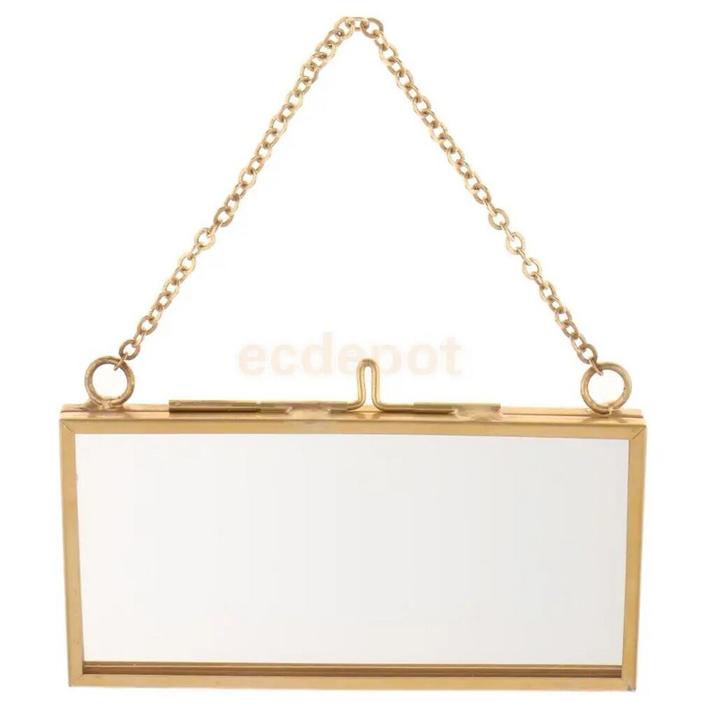 MagiDeal tööstuslikus stiilis kahepoolsest klaasist rippuv fotoraam seinaraam Lilletaime näidise portreeekraani raami hoidik