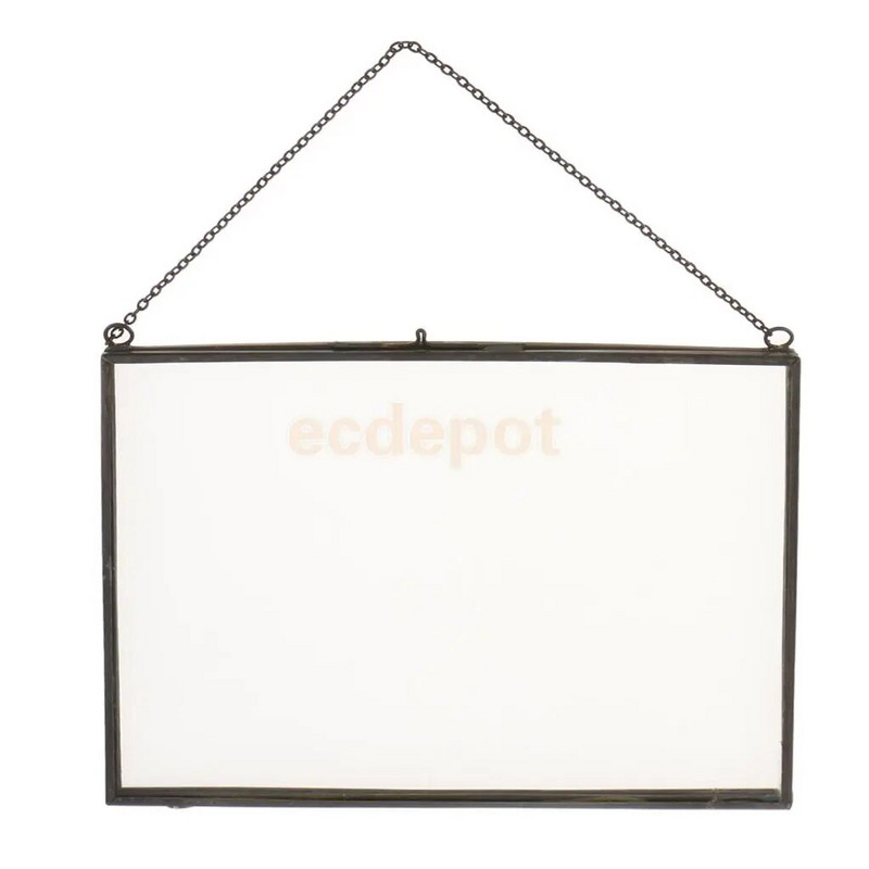 MagiDeal tööstuslikus stiilis kahepoolsest klaasist rippuv fotoraam seinaraam Lilletaime näidise portreeekraani raami hoidik