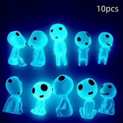 10 tk Helendavad päkapikud minifiguurid akvaariumi dekoor Kodama pimeduses helendavad figuurid aia mikro lilledega potimaastiku ornament