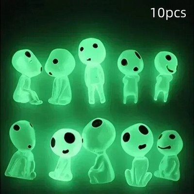10 tk Helendavad päkapikud minifiguurid akvaariumi dekoor Kodama pimeduses helendavad figuurid aia mikro lilledega potimaastiku ornament