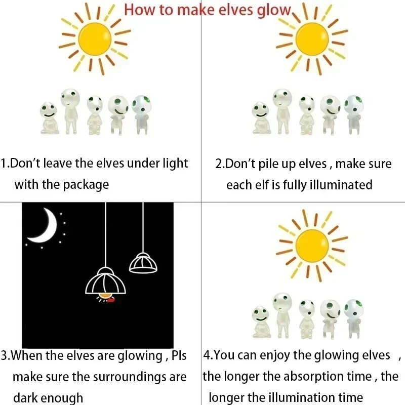 10 tk Helendavad päkapikud minifiguurid akvaariumi dekoor Kodama pimeduses helendavad figuurid aia mikro lilledega potimaastiku ornament