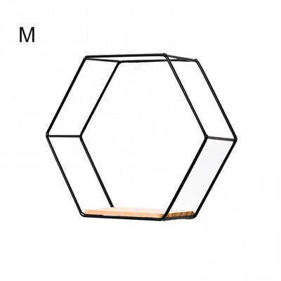 Ukrasni nordijski šesterokutni željezni stalak Mali lonac Zidni držač Kućna polica Držač za pohranu Metalni zidni stalak za fotografije Police