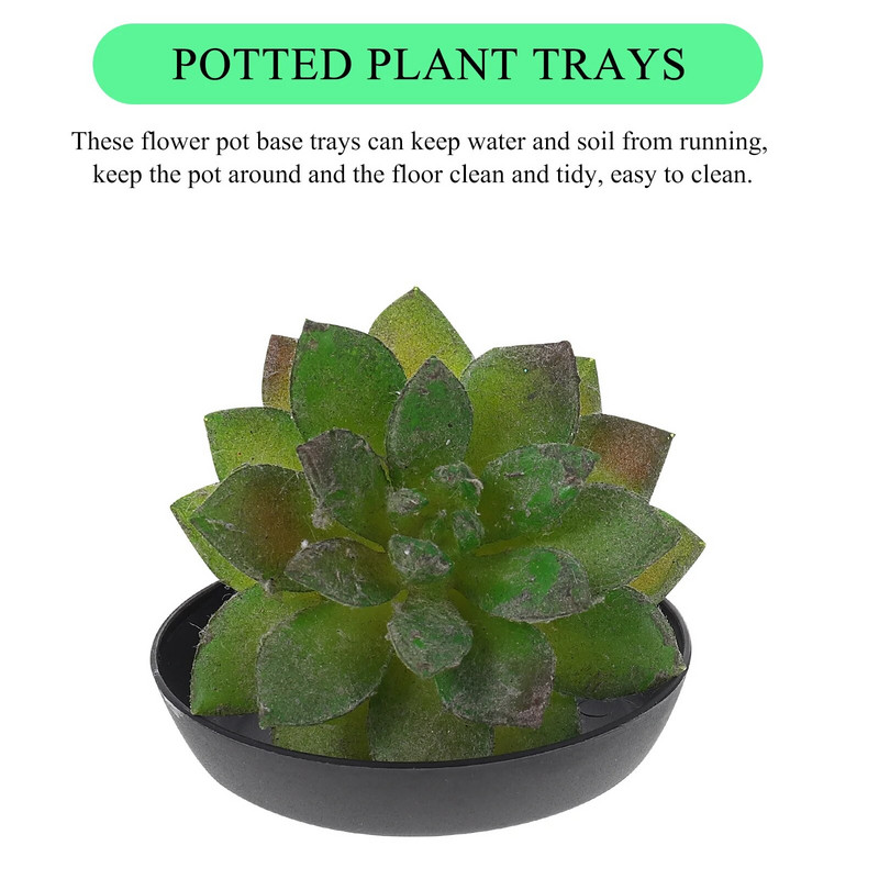 30db Virág vizes tálca csepegtető tálcák csészealjak Vetőtartó tálcák Kerek virágcserép csepegtető serpenyők Edények Tányérok Fekete fehér 7cm