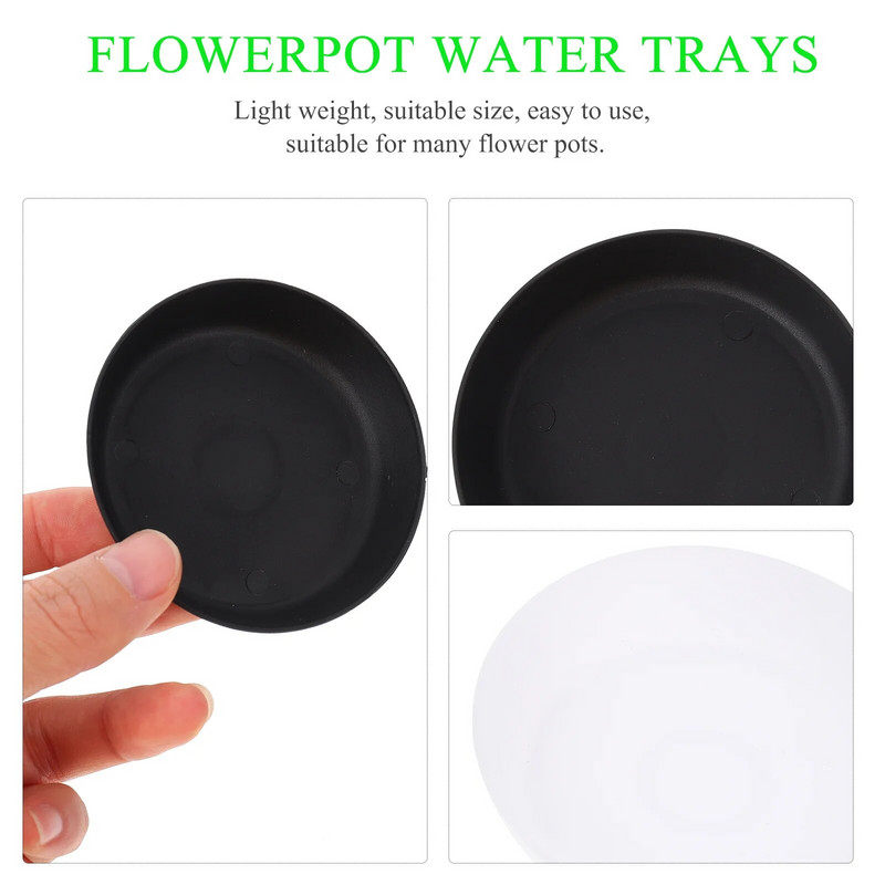30db Virág vizes tálca csepegtető tálcák csészealjak Vetőtartó tálcák Kerek virágcserép csepegtető serpenyők Edények Tányérok Fekete fehér 7cm