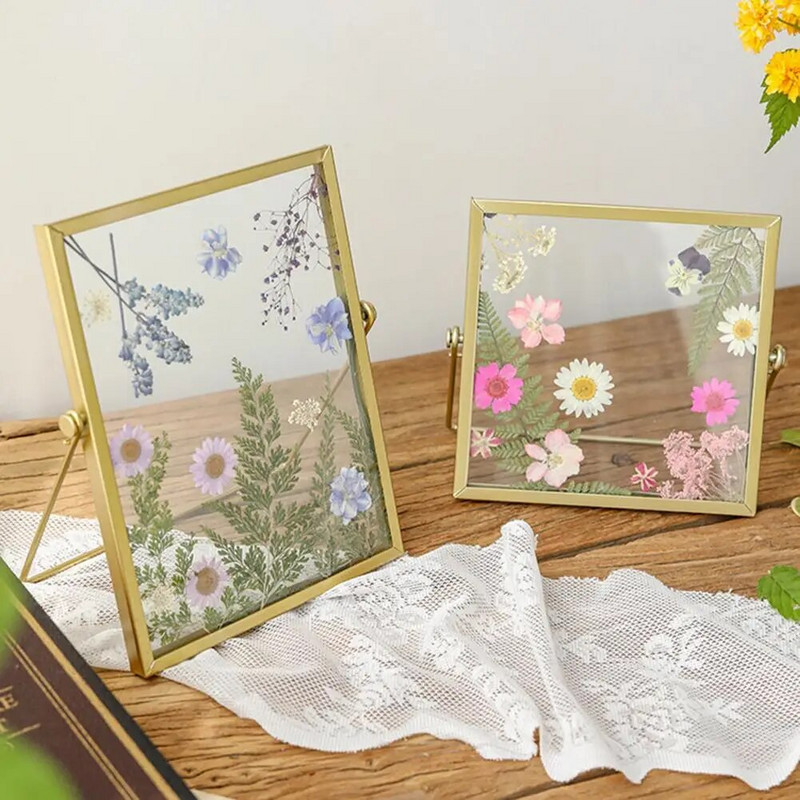4 inča 6 inča Diy stakleni okvir za fotografije Ručno izrađeni kreativni jednostavni okvir za slike od suhog cvijeća Minimalistički stolni ukras