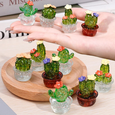 Simulare Creativă Cactus Plant Decor Transparente Cărnoase Mașină Decorare Computer Ornamente Artizanat Decorativ Accesorii pentru Casă