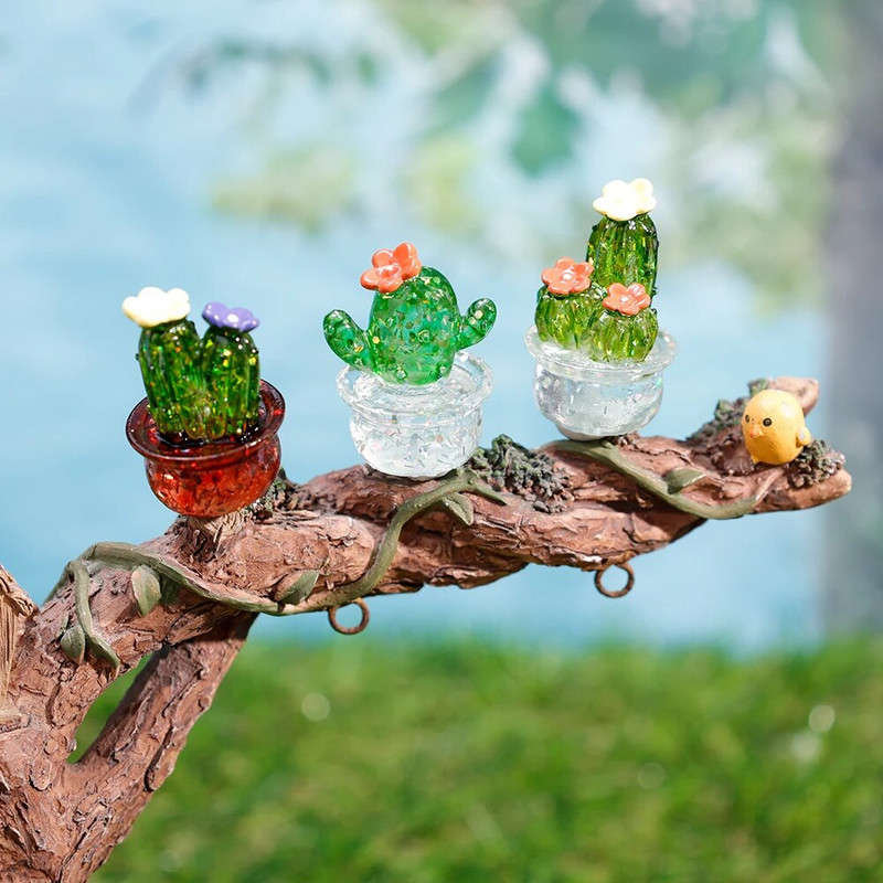 Творческа симулация Кактус Растение Декор Прозрачен месест автомобил Компютърна декорация Орнаменти Декоративни занаяти Аксесоари за дома