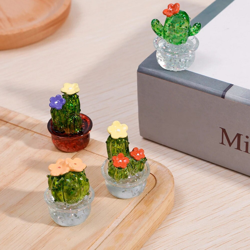 Творческа симулация Кактус Растение Декор Прозрачен месест автомобил Компютърна декорация Орнаменти Декоративни занаяти Аксесоари за дома