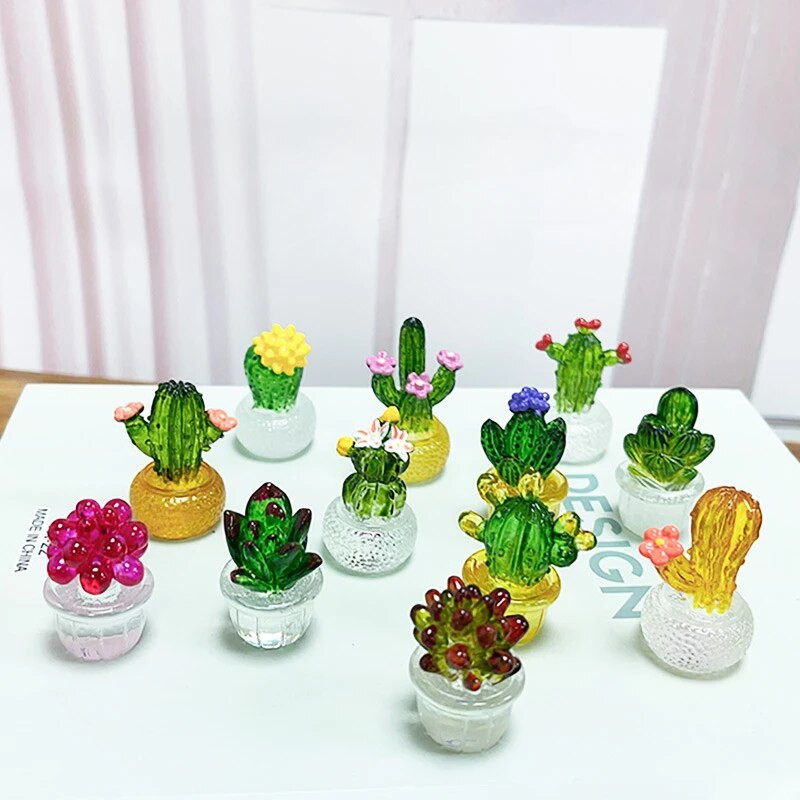 Figurine creative de cactus, ornamente din rășină, ornamente decorative pentru bonsai, ornamente de birou, accesorii pentru decorarea casei pentru mașină