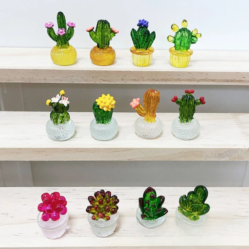 Figurine creative de cactus, ornamente din rășină, ornamente decorative pentru bonsai, ornamente de birou, accesorii pentru decorarea casei pentru mașină