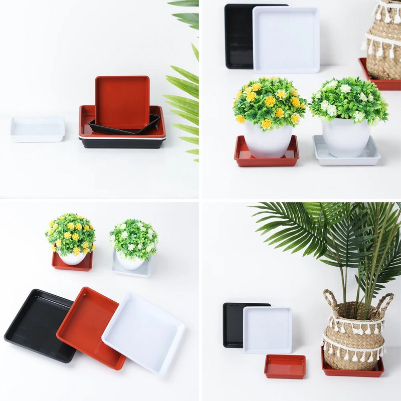1 vnt. plastikiniai, patvarūs lašelių padėklai, patvarūs kvadratiniai augalų lėkštės pagrindo gėlių vazonai vidaus lauko sodo reikmenys