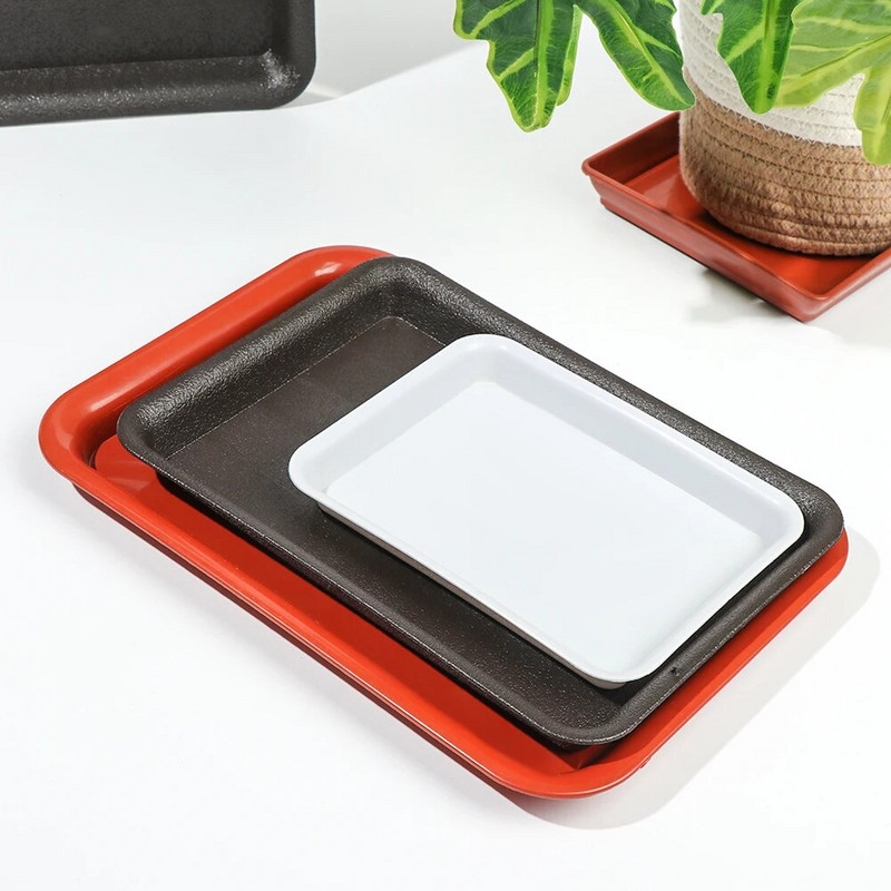 1Pcs Pravokutna posuda za cvjetne posude Tanjurići za biljke Tanjurići za kapanje Plastični tanjurići za unutarnje vanjske vrtne posude za biljke Smeđa Bijela Crna