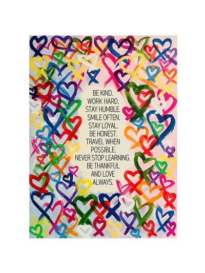 Motiveeriv tsitaadiplakat Värvilised südamed lõuendimaal Abstraktne grafitikunst seinapilt kaasaegse elutoa kodukaunistuseks