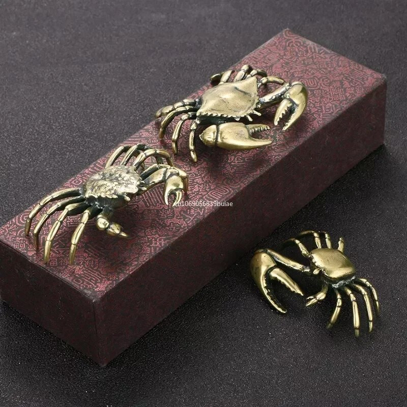 Tiszta sárgaréz rák figurák Állatszobor Miniatűrök Réz díszek Otthon Irodai Asztal Dekoráció Kézműves Lakberendezés Nordic 1db