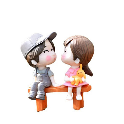 1 rinkinys Sweety Lovers Poros Kėdės Figūrėlės Miniatiūros Pasakų sodas Gnome Samanos Valentino dienos dovanos Dervos amatai Namų dekoravimas