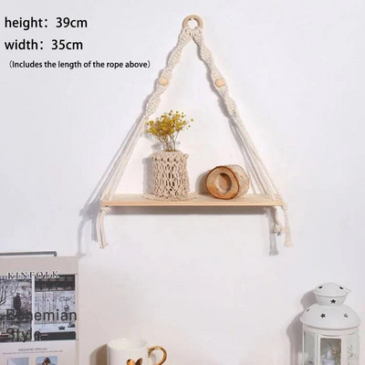 Puidust seinariiul Makraame ujuvad vitriinriiulid Rippuvad seinataimed Nurgahoidik ruumi kaunistamiseks Boho kodukaunistus