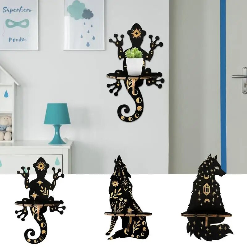 Nova plutajuća zidna ukrasna polica Drveni uzorak za rezbarenje Rukotvorina Kristalni stalak Kućni svijećnjak Stalak za kristalni zaslon Zanat