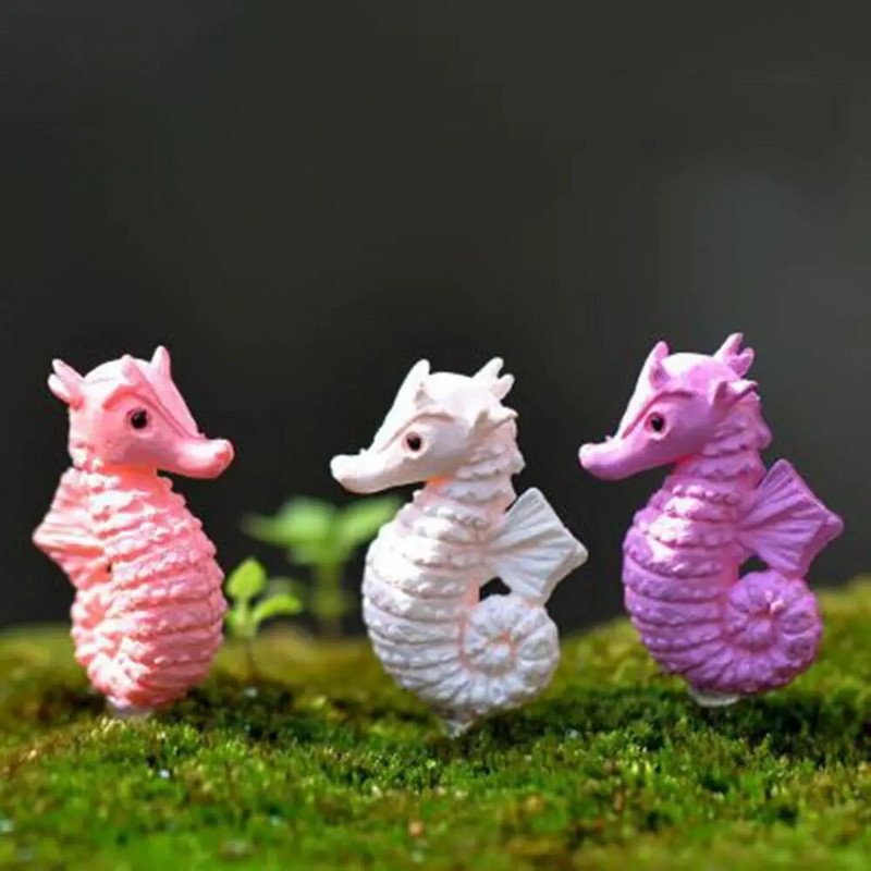 4 db Tengeri ló figurák Minitúrák Csendes-óceán Atlanti-óceán Hippokampusz Modell Szobor Barkácsolás Gyanta Kézműves Bonsai Dekoráció