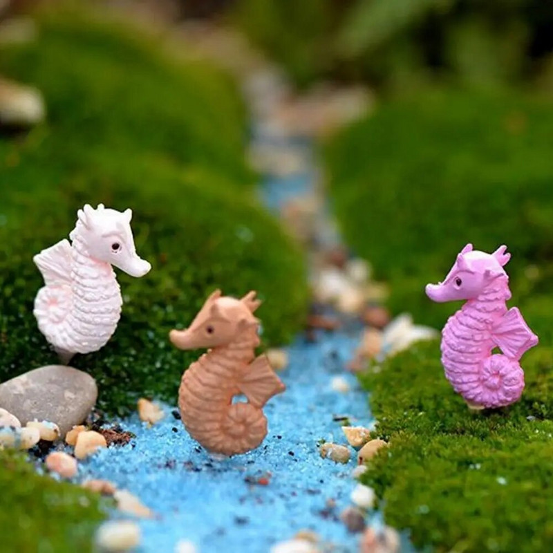 4 db Tengeri ló figurák Minitúrák Csendes-óceán Atlanti-óceán Hippokampusz Modell Szobor Barkácsolás Gyanta Kézműves Bonsai Dekoráció