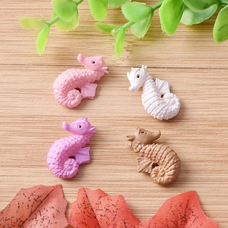 4 db Tengeri ló figurák Minitúrák Csendes-óceán Atlanti-óceán Hippokampusz Modell Szobor Barkácsolás Gyanta Kézműves Bonsai Dekoráció