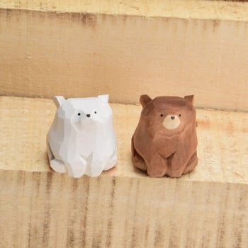 Ξύλινα χαριτωμένα μίνι αρκουδάκια μασίφ ξυλόγλυπτα ειδώλια αρκούδας Μινιατούρα επιτραπέζια χειροτεχνία δωματίου Ταμπλό Διακοσμήστε παιδικά δώρα