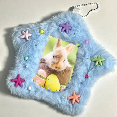 Fluffy Star Držač za fotografije Plišana navlaka za kartice 3 inča Kpop Držač za foto kartice Morska zvijezda Držač za foto kartice Torba Privjesak Školski pribor