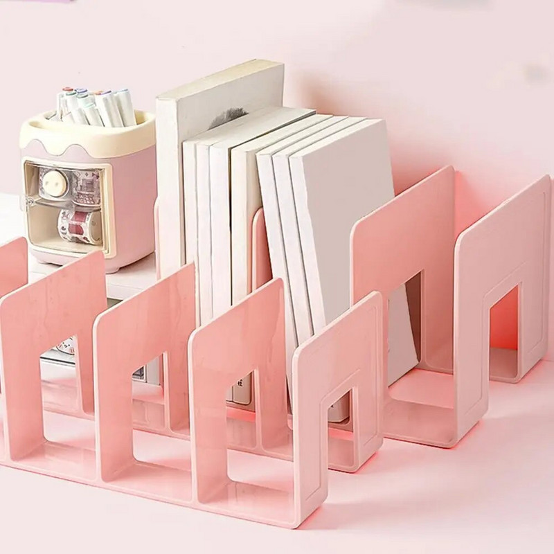 Rózsaszín könyvespolc, akril könyvespolc, asztali könyvespolc, elválasztó tábla, könyvtároló, könyvespolc, asztali tárolóállvány, könyvállvány