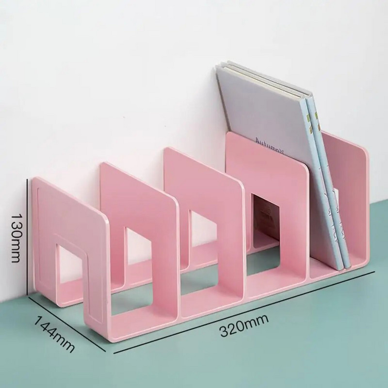Rózsaszín könyvespolc, akril könyvespolc, asztali könyvespolc, elválasztó tábla, könyvtároló, könyvespolc, asztali tárolóállvány, könyvállvány