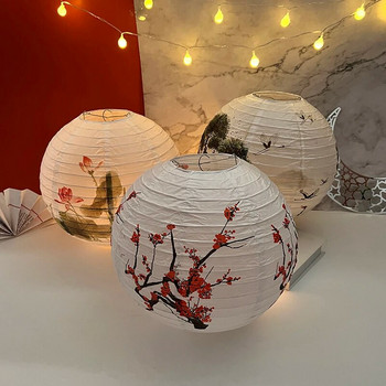 1 бр. 30 см отпечатано цвете, кръгъл хартиен фенер, сватба, рожден ден, декорации за парти, китайски японски фестивал, консумативи за хартиени фенери