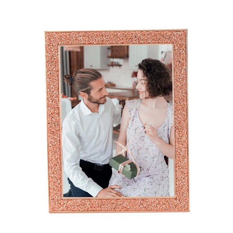 Modernus nuotraukų rėmelis Neslystantis nuotraukų rėmelis Prabangus kraštinis nuotraukų rėmelis Blizgus galvanizuotas nerūdijančio plieno neslystantis stovas