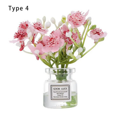 1:12 Kućica za lutke Vaza za cvijeće Dodaci za lutke Ružičasta ruža Bijeli jasmin Mini cvjetni aranžman