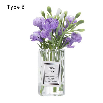 1:12 Kućica za lutke Vaza za cvijeće Dodaci za lutke Ružičasta ruža Bijeli jasmin Mini cvjetni aranžman