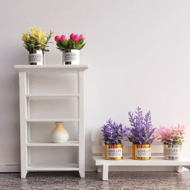 1:12 Mini cserepes növény virágok cserepes babaház miniatűr tündérkert dísz babaház dekoráció bonsai modell gyerek játék