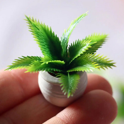 Mini Green Plant Tree Potted Doll House Miniature Furniture Home Decor Kids Toy Flower Pots Fake Simulation Plants