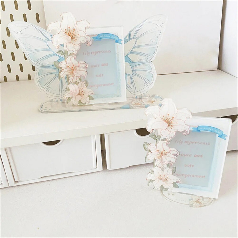 Držač za fotografije Stalak za zaslon Zaštita za fotografije Okvir za foto kartice Dekoracija za radnu površinu Navlaka za kartice Slatki 3 inčni slatki leptir Akril
