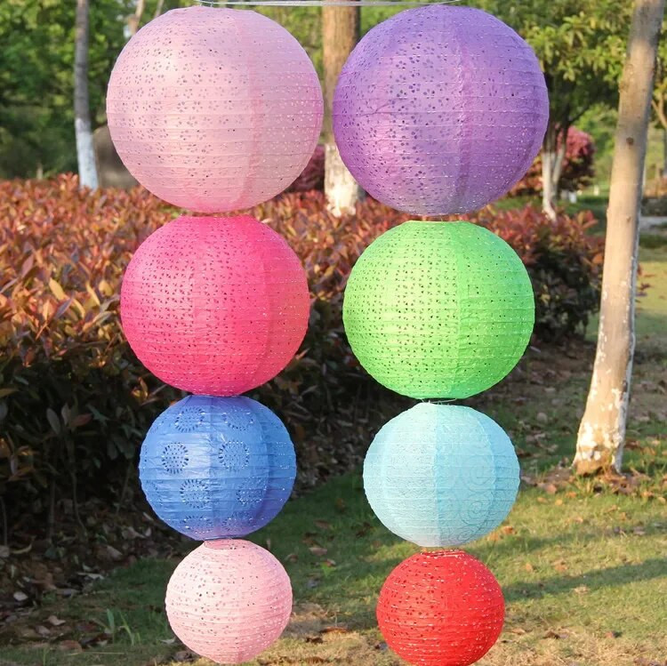 1PC 16``40CM kineski šareni okrugli šuplji papirnati lampion kućna rođendanska zabava Svadbena zabava Dekoracija događaja DIY Lampion lampion